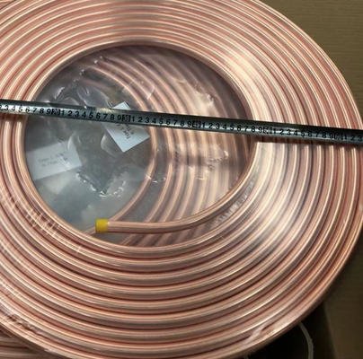 ASTM B280 1/4'' 3/8'' 1/2'' 3/4'' Copper Round Pipe Pancake Coil 15 Meters For Air Conditioner